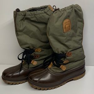 Sorel Woodsman Men Olive Green Brown Steel Shank Boots Size 11